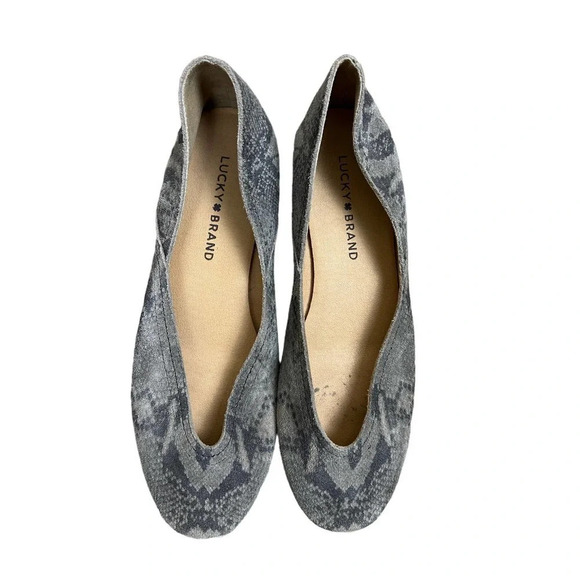 Lucky Brand Snakeskin Animal Print Suede Leather Ballet Flats Size 7.5 - Picture 1 of 8